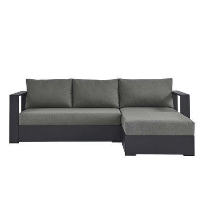 Tahoe 2-Piece Outdoor Patio Powder-Coated Aluminum Right-Facing Chaise Sectional Sofa Set - Gray Charcoal