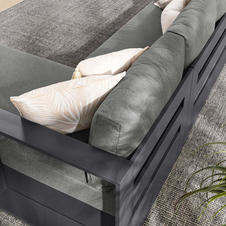 Tahoe 2-Piece Outdoor Patio Powder-Coated Aluminum Right-Facing Chaise Sectional Sofa Set - Gray Charcoal