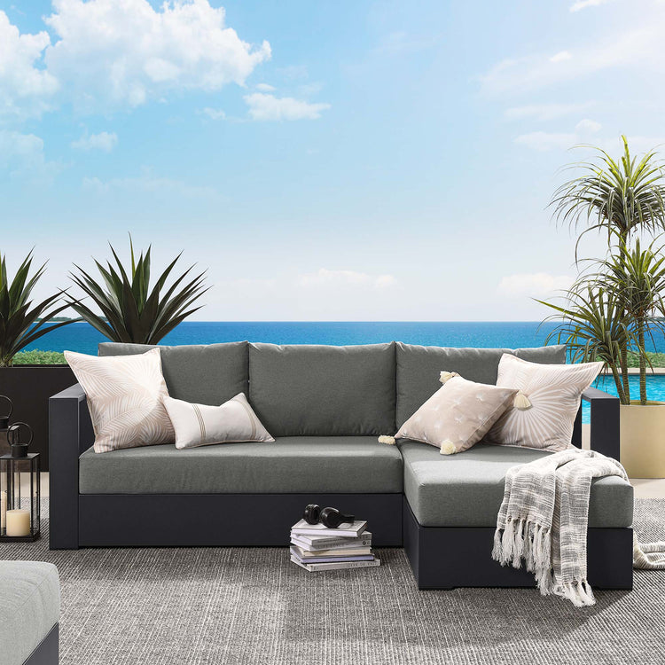 Tahoe 2-Piece Outdoor Patio Powder-Coated Aluminum Right-Facing Chaise Sectional Sofa Set - Gray Charcoal