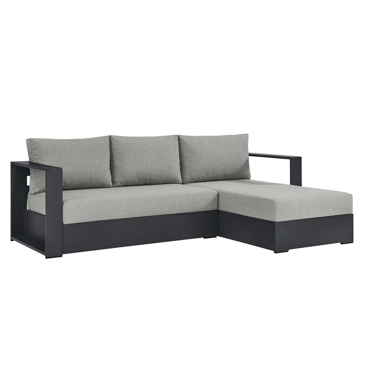 Tahoe 2-Piece Outdoor Patio Powder-Coated Aluminum Right-Facing Chaise Sectional Sofa Set - Gray Gray
