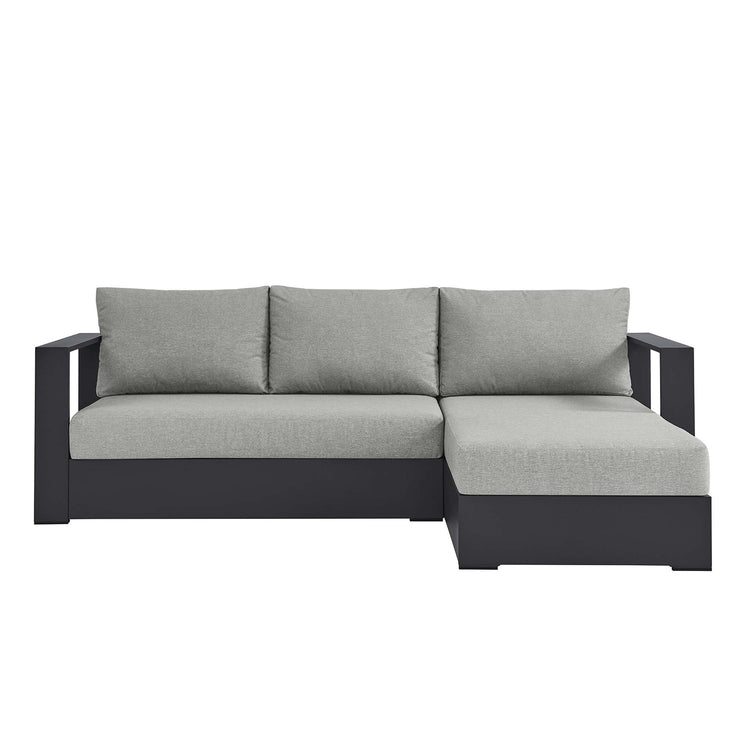 Tahoe 2-Piece Outdoor Patio Powder-Coated Aluminum Right-Facing Chaise Sectional Sofa Set - Gray Gray