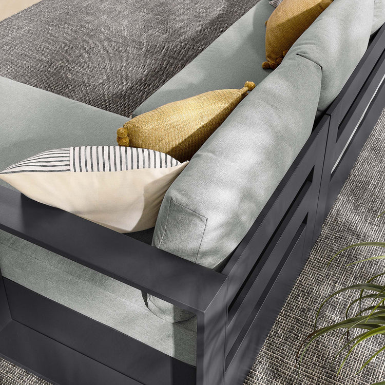 Tahoe 2-Piece Outdoor Patio Powder-Coated Aluminum Right-Facing Chaise Sectional Sofa Set - Gray Gray