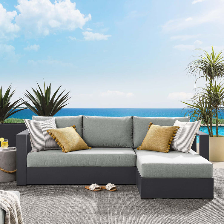Tahoe 2-Piece Outdoor Patio Powder-Coated Aluminum Right-Facing Chaise Sectional Sofa Set - Gray Gray