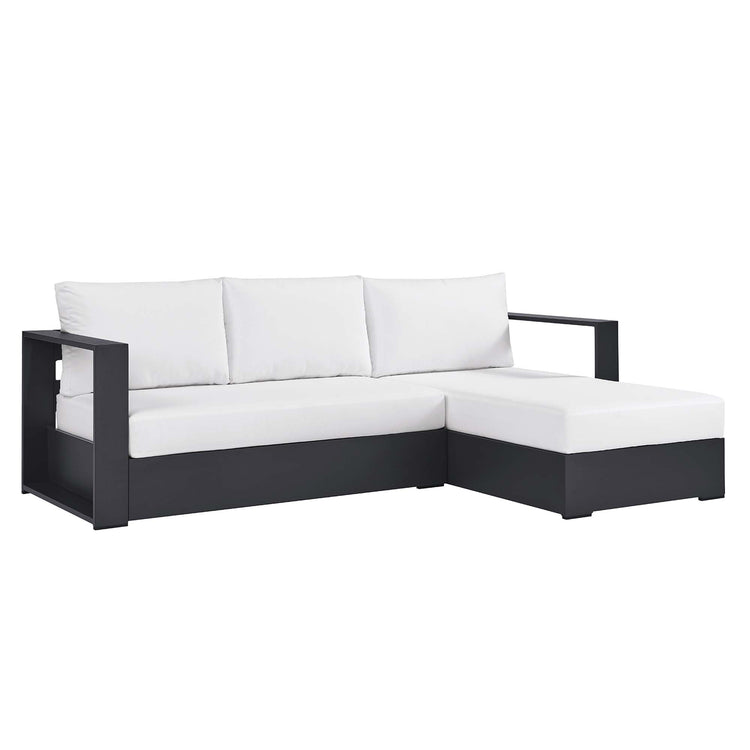Tahoe 2-Piece Outdoor Patio Powder-Coated Aluminum Right-Facing Chaise Sectional Sofa Set - Gray White