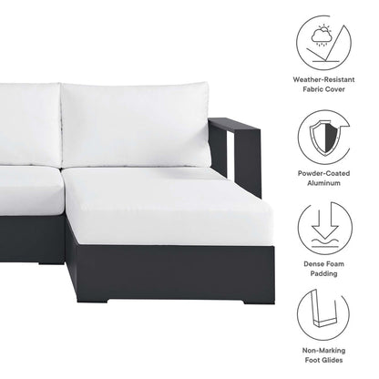 Tahoe 2-Piece Outdoor Patio Powder-Coated Aluminum Right-Facing Chaise Sectional Sofa Set - Gray White