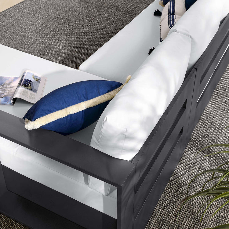 Tahoe 2-Piece Outdoor Patio Powder-Coated Aluminum Right-Facing Chaise Sectional Sofa Set - Gray White