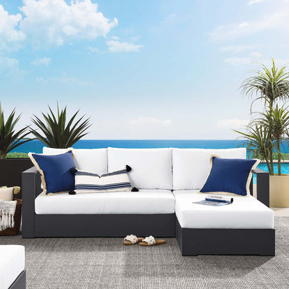 Tahoe 2-Piece Outdoor Patio Powder-Coated Aluminum Right-Facing Chaise Sectional Sofa Set - Gray White