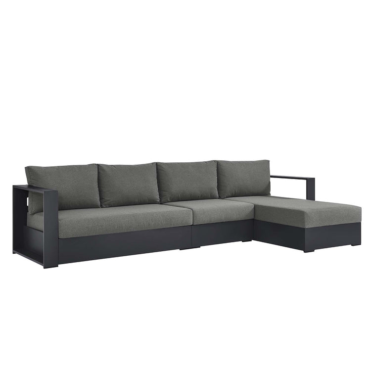 Tahoe 3-Piece Outdoor Patio Powder-Coated Aluminum Right-Facing Chaise Sectional Sofa Set - Gray Charcoal