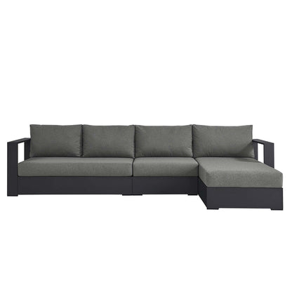 Tahoe 3-Piece Outdoor Patio Powder-Coated Aluminum Right-Facing Chaise Sectional Sofa Set - Gray Charcoal