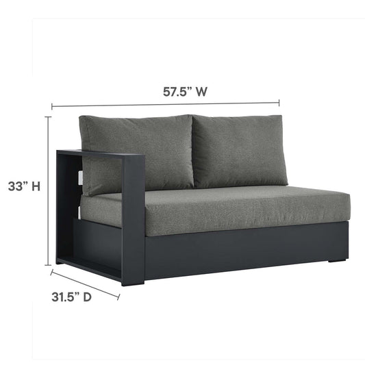 Tahoe 3-Piece Outdoor Patio Powder-Coated Aluminum Right-Facing Chaise Sectional Sofa Set - Gray Charcoal