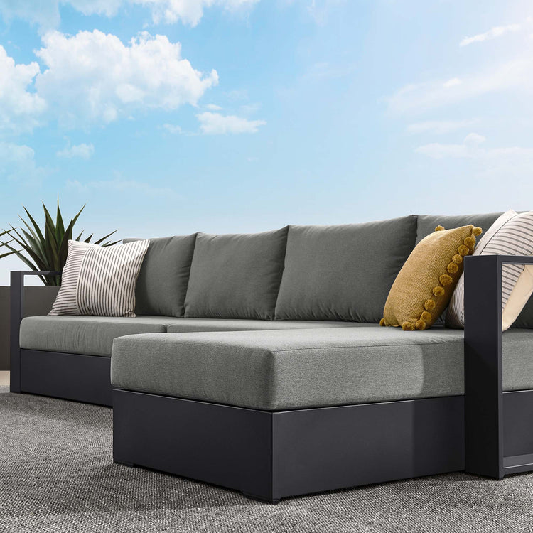 Tahoe 3-Piece Outdoor Patio Powder-Coated Aluminum Right-Facing Chaise Sectional Sofa Set - Gray Charcoal