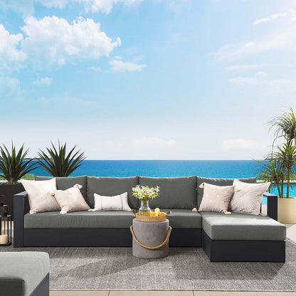Tahoe 3-Piece Outdoor Patio Powder-Coated Aluminum Right-Facing Chaise Sectional Sofa Set - Gray Charcoal