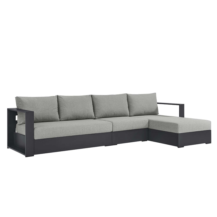 Tahoe 3-Piece Outdoor Patio Powder-Coated Aluminum Right-Facing Chaise Sectional Sofa Set - Gray Gray