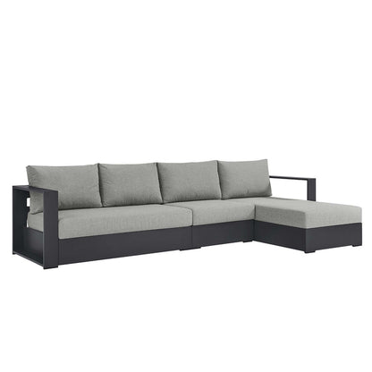 Tahoe 3-Piece Outdoor Patio Powder-Coated Aluminum Right-Facing Chaise Sectional Sofa Set - Gray Gray
