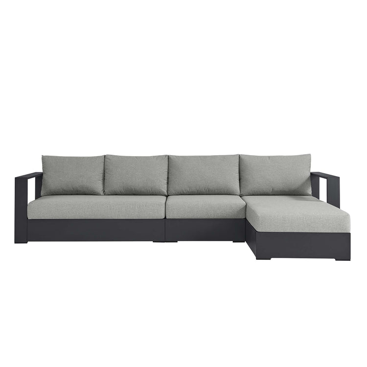 Tahoe 3-Piece Outdoor Patio Powder-Coated Aluminum Right-Facing Chaise Sectional Sofa Set - Gray Gray