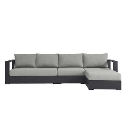 Tahoe 3-Piece Outdoor Patio Powder-Coated Aluminum Right-Facing Chaise Sectional Sofa Set - Gray Gray