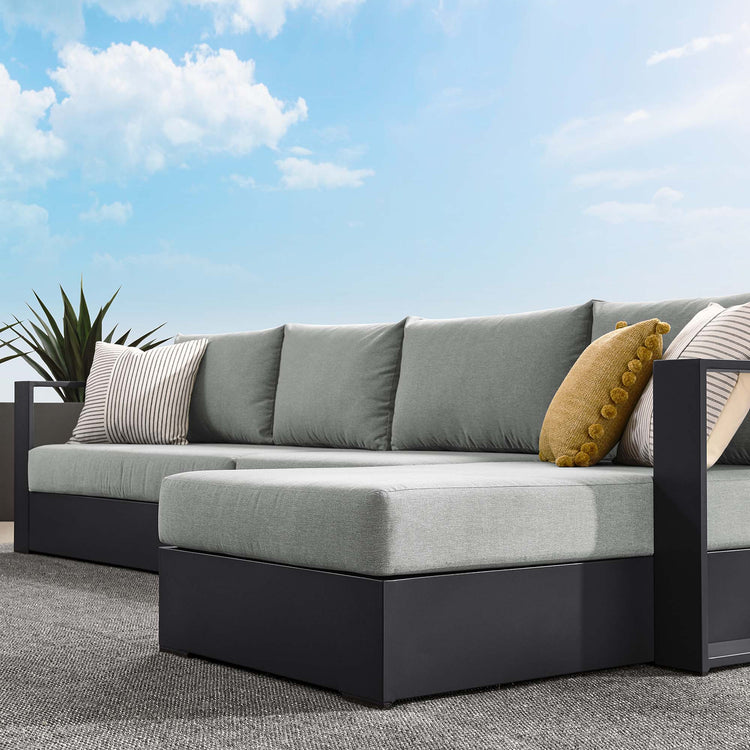 Tahoe 3-Piece Outdoor Patio Powder-Coated Aluminum Right-Facing Chaise Sectional Sofa Set - Gray Gray