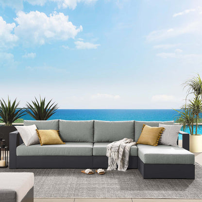 Tahoe 3-Piece Outdoor Patio Powder-Coated Aluminum Right-Facing Chaise Sectional Sofa Set - Gray Gray