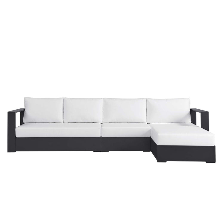 Tahoe 3-Piece Outdoor Patio Powder-Coated Aluminum Right-Facing Chaise Sectional Sofa Set - Gray White