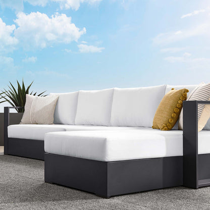 Tahoe 3-Piece Outdoor Patio Powder-Coated Aluminum Right-Facing Chaise Sectional Sofa Set - Gray White