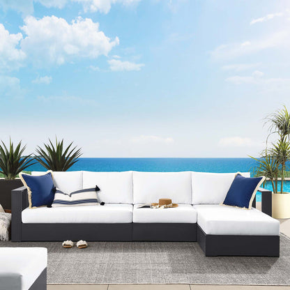Tahoe 3-Piece Outdoor Patio Powder-Coated Aluminum Right-Facing Chaise Sectional Sofa Set - Gray White