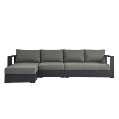 Tahoe 3-Piece Outdoor Patio Powder-Coated Aluminum Left-Facing Chaise Sectional Sofa Set - Gray Charcoal
