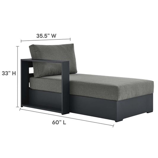 Tahoe 3-Piece Outdoor Patio Powder-Coated Aluminum Left-Facing Chaise Sectional Sofa Set - Gray Charcoal
