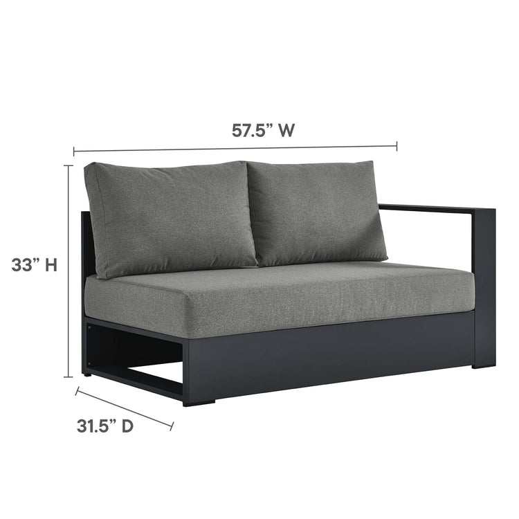 Tahoe 3-Piece Outdoor Patio Powder-Coated Aluminum Left-Facing Chaise Sectional Sofa Set - Gray Charcoal