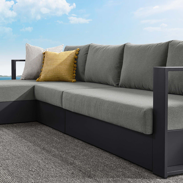 Tahoe 3-Piece Outdoor Patio Powder-Coated Aluminum Left-Facing Chaise Sectional Sofa Set - Gray Charcoal