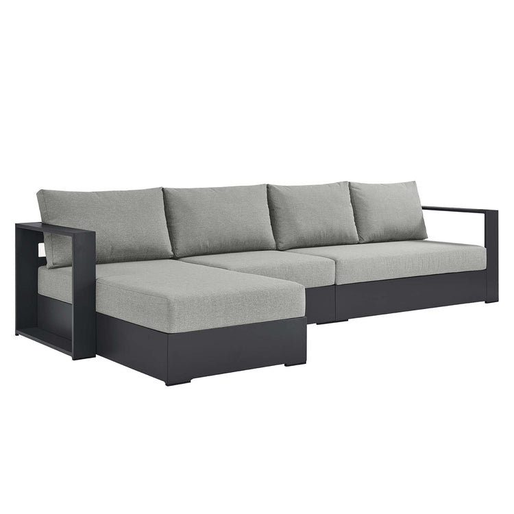 Tahoe 3-Piece Outdoor Patio Powder-Coated Aluminum Left-Facing Chaise Sectional Sofa Set - Gray Gray