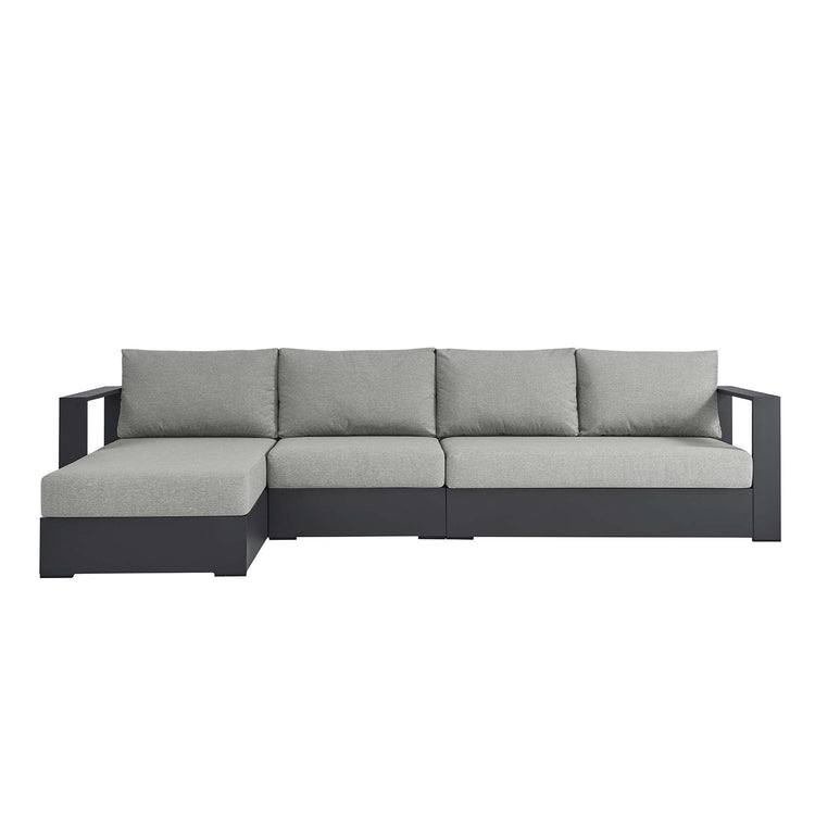 Tahoe 3-Piece Outdoor Patio Powder-Coated Aluminum Left-Facing Chaise Sectional Sofa Set - Gray Gray