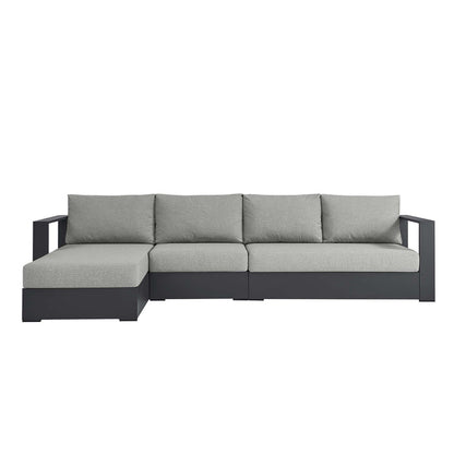 Tahoe 3-Piece Outdoor Patio Powder-Coated Aluminum Left-Facing Chaise Sectional Sofa Set - Gray Gray