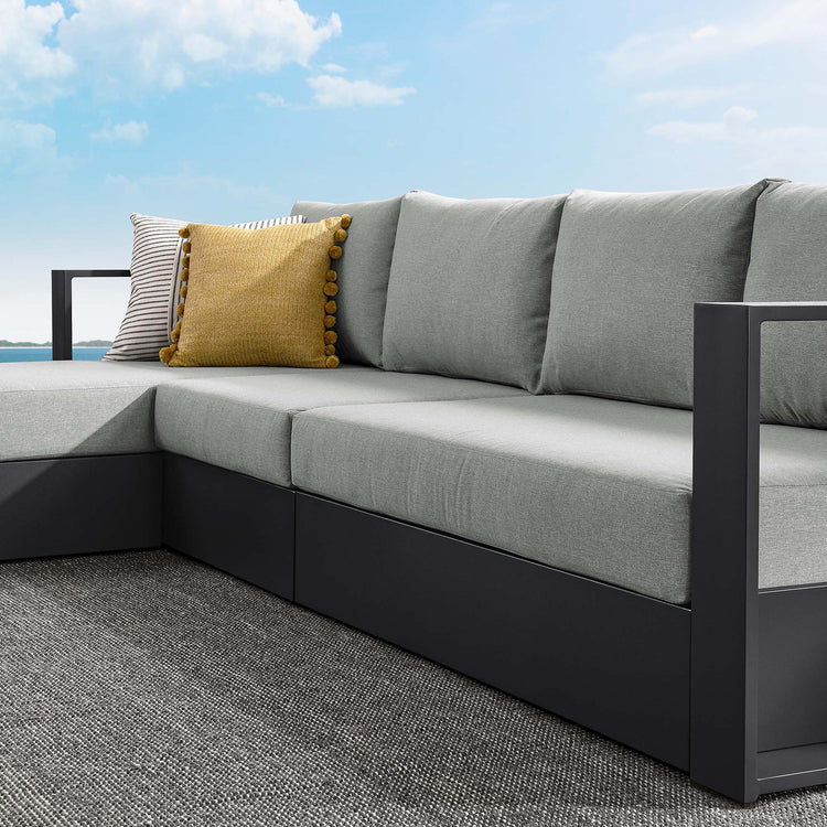 Tahoe 3-Piece Outdoor Patio Powder-Coated Aluminum Left-Facing Chaise Sectional Sofa Set - Gray Gray