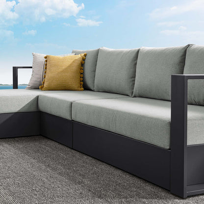 Tahoe 3-Piece Outdoor Patio Powder-Coated Aluminum Left-Facing Chaise Sectional Sofa Set - Gray Gray