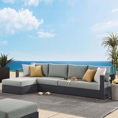 Tahoe 3-Piece Outdoor Patio Powder-Coated Aluminum Left-Facing Chaise Sectional Sofa Set - Gray Gray