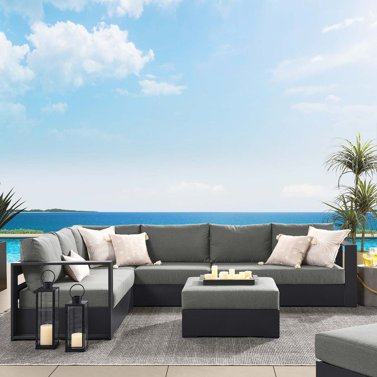 Tahoe 5-Piece Outdoor Patio Powder-Coated Aluminum Sectional Sofa Set - Gray Charcoal