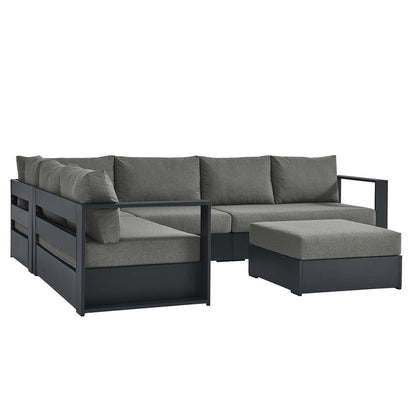 Tahoe 5-Piece Outdoor Patio Powder-Coated Aluminum Sectional Sofa Set - Gray Charcoal
