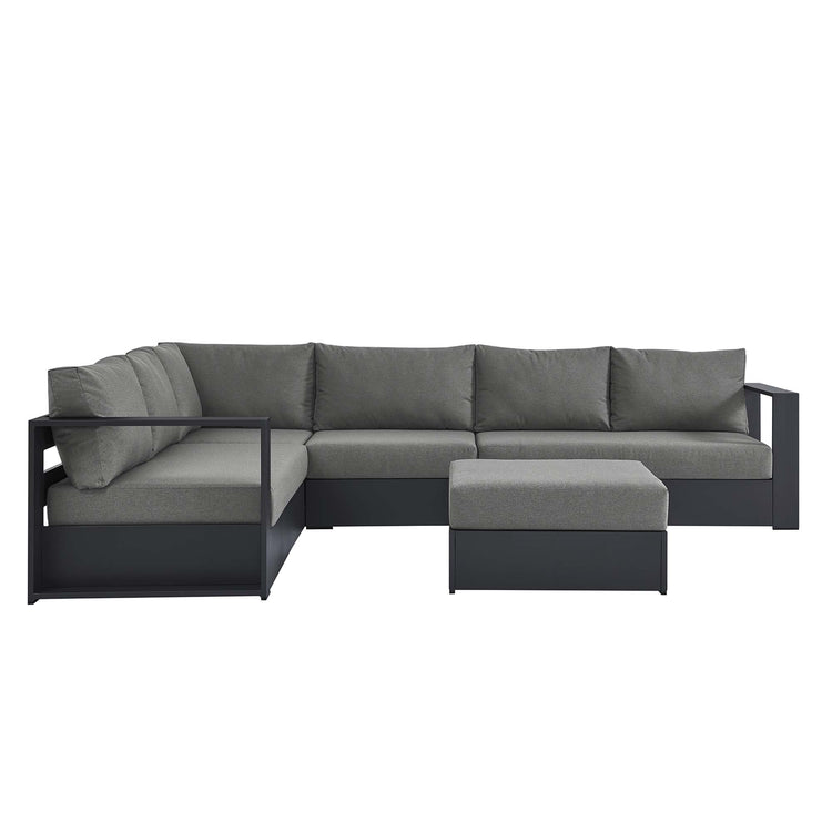 Tahoe 5-Piece Outdoor Patio Powder-Coated Aluminum Sectional Sofa Set - Gray Charcoal