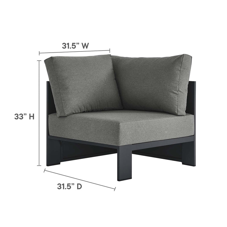 Tahoe 5-Piece Outdoor Patio Powder-Coated Aluminum Sectional Sofa Set - Gray Charcoal