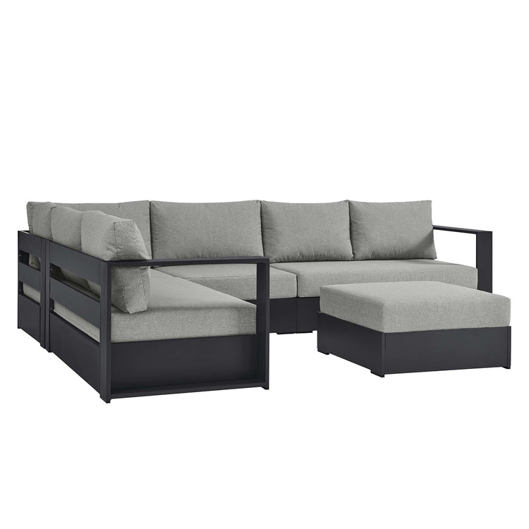Tahoe 5-Piece Outdoor Patio Powder-Coated Aluminum Sectional Sofa Set - Gray Gray