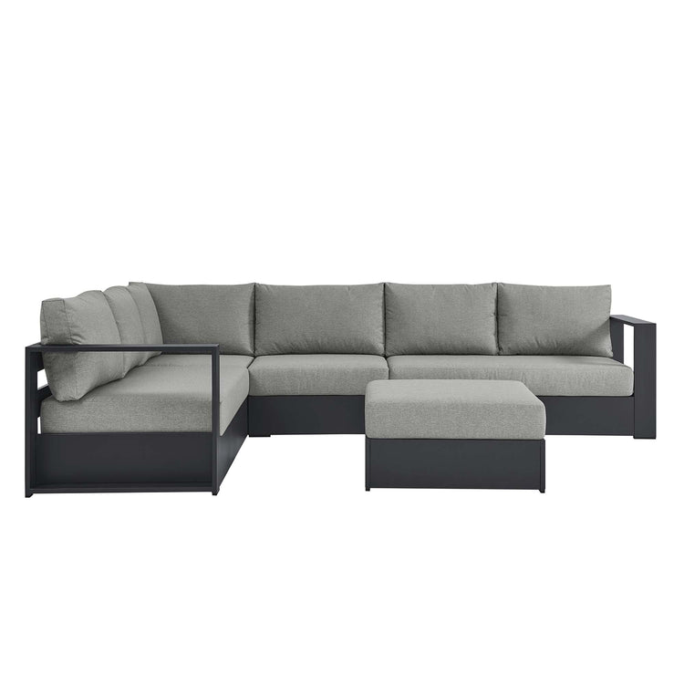 Tahoe 5-Piece Outdoor Patio Powder-Coated Aluminum Sectional Sofa Set - Gray Gray