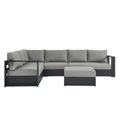 Tahoe 5-Piece Outdoor Patio Powder-Coated Aluminum Sectional Sofa Set - Gray Gray