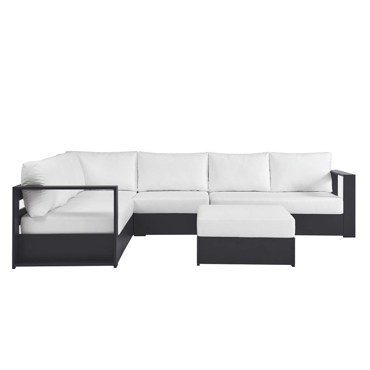 Tahoe 5-Piece Outdoor Patio Powder-Coated Aluminum Sectional Sofa Set - Gray White