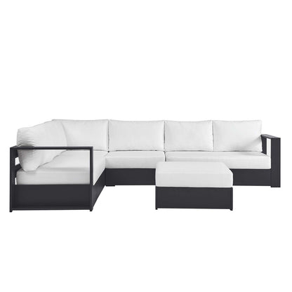 Tahoe 5-Piece Outdoor Patio Powder-Coated Aluminum Sectional Sofa Set - Gray White
