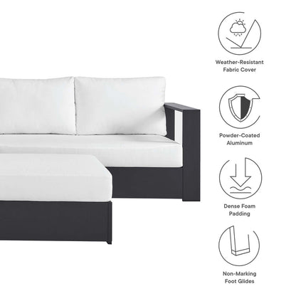 Tahoe 5-Piece Outdoor Patio Powder-Coated Aluminum Sectional Sofa Set - Gray White