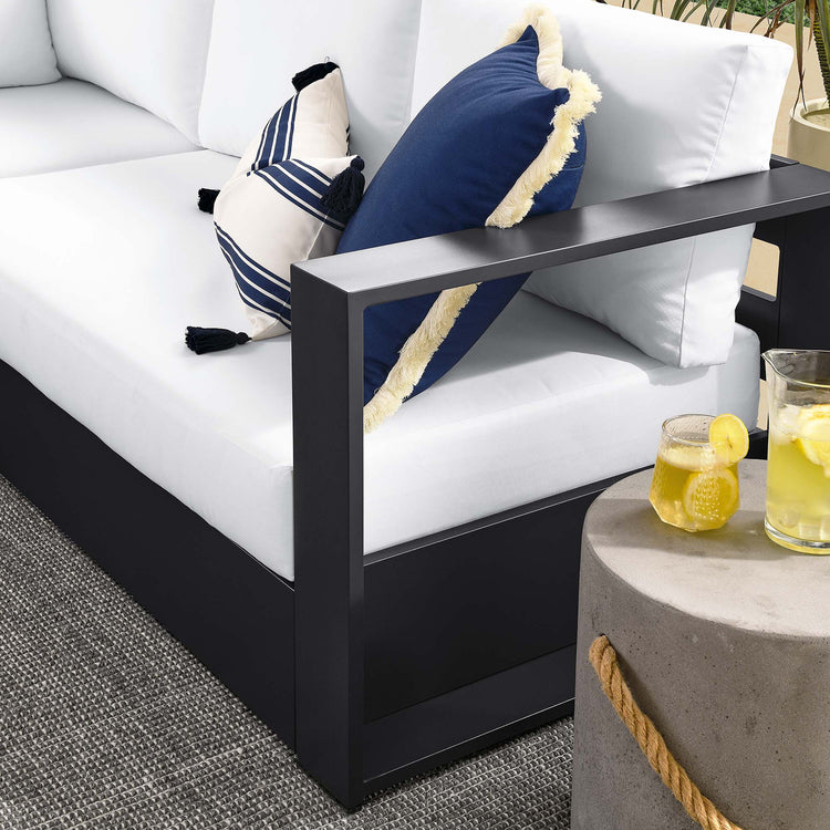 Tahoe 5-Piece Outdoor Patio Powder-Coated Aluminum Sectional Sofa Set - Gray White