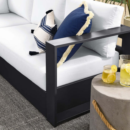 Tahoe 5-Piece Outdoor Patio Powder-Coated Aluminum Sectional Sofa Set - Gray White