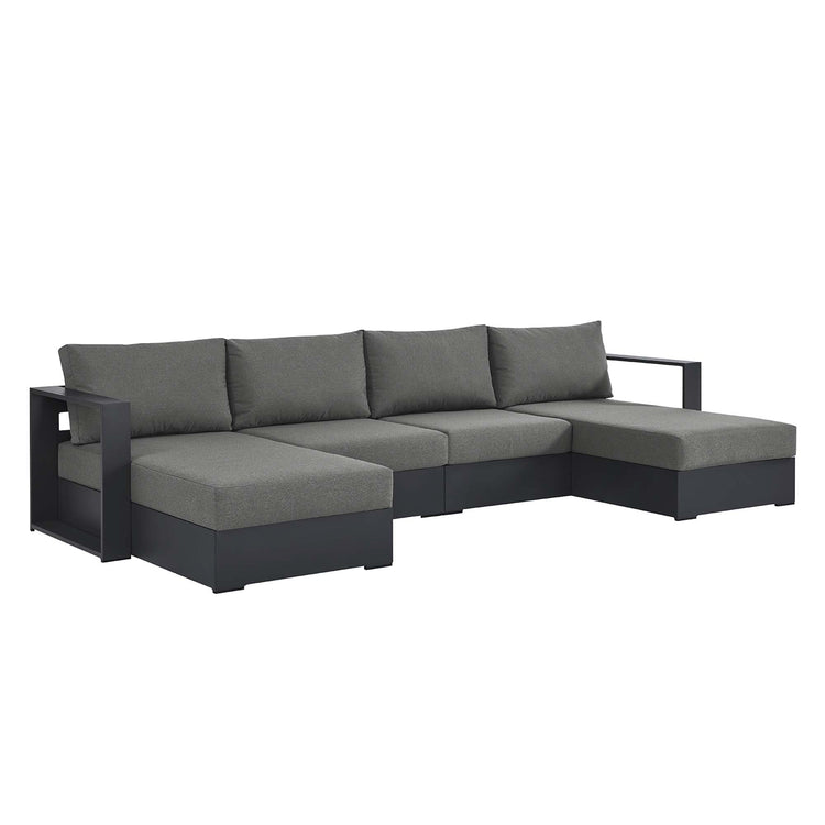Tahoe 4-Piece Outdoor Patio Powder-Coated Aluminum Sectional Sofa Set - Gray Charcoal