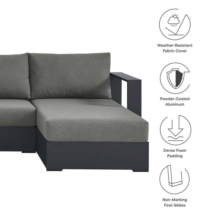 Tahoe 4-Piece Outdoor Patio Powder-Coated Aluminum Sectional Sofa Set - Gray Charcoal