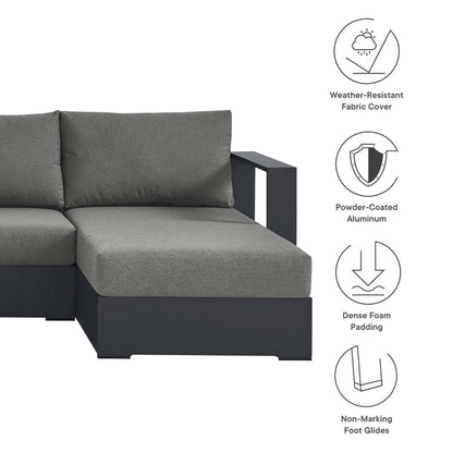 Tahoe 4-Piece Outdoor Patio Powder-Coated Aluminum Sectional Sofa Set - Gray Charcoal